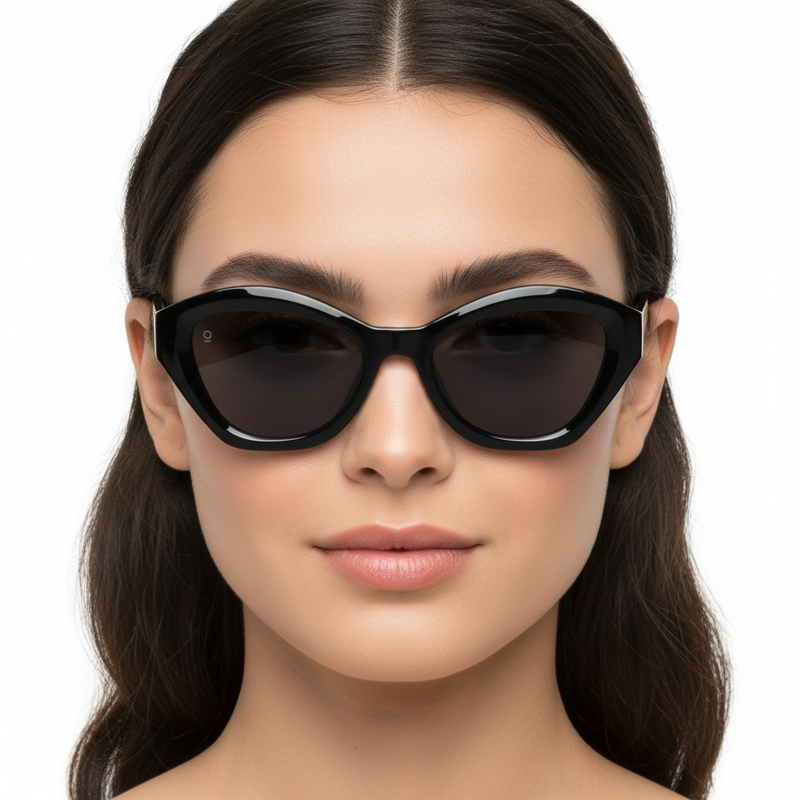 Female model with MARLEY BLACK sunglasses - frontal view