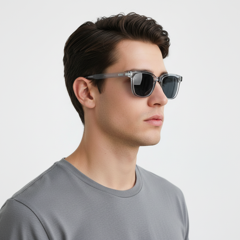 Male model with DYLAN GREY - side profile